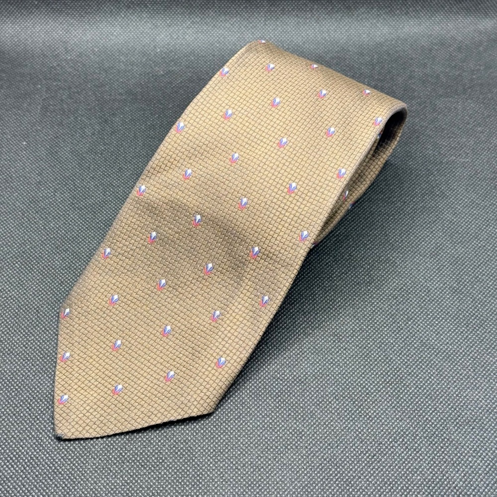 Vintage Christian Dior Monsieur Olive Floral Silk Tie 3.5" x 55" Missing Label